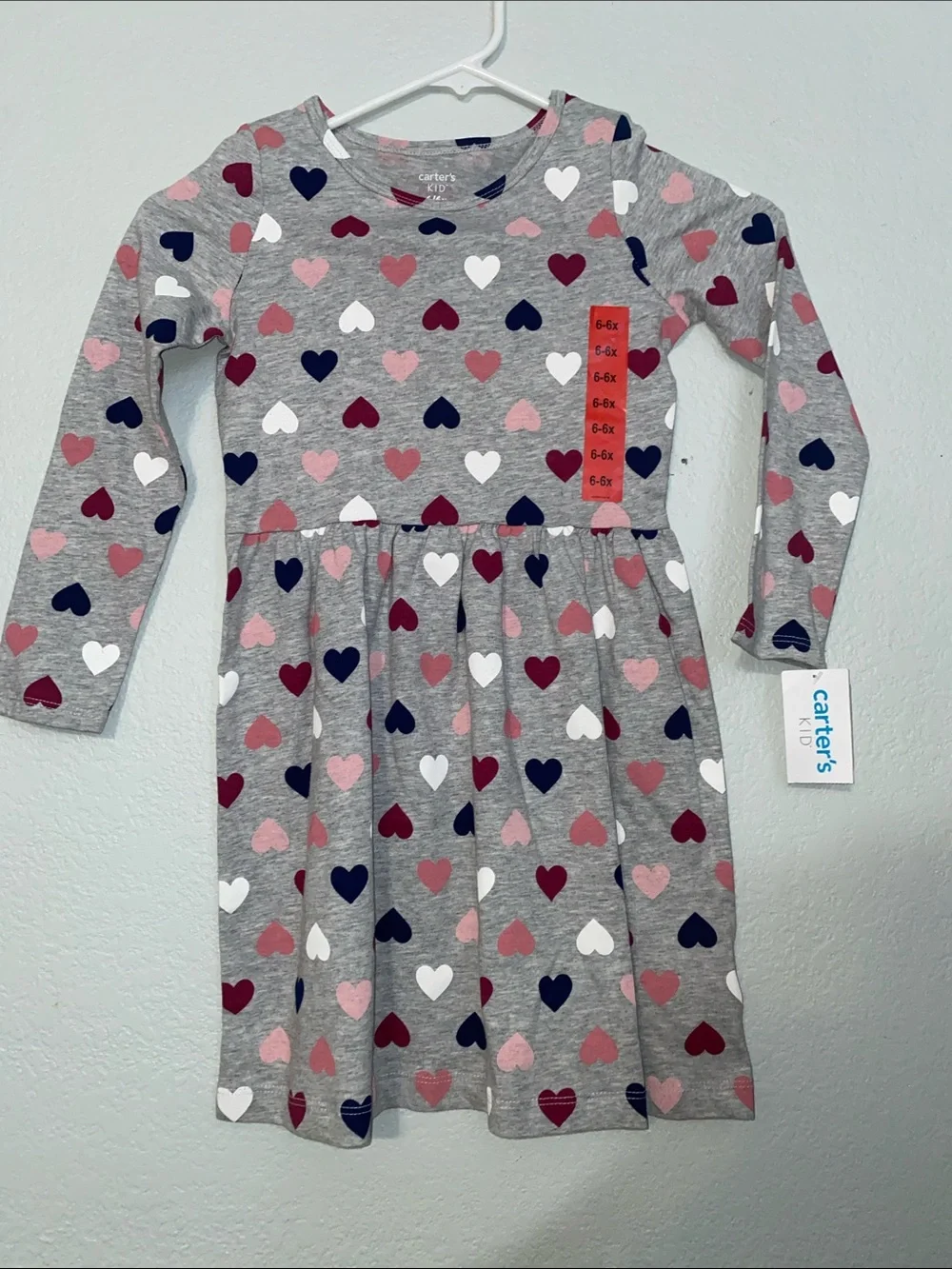Carter's Gray Heart Print Dress with Pink Stripe Dress bundle